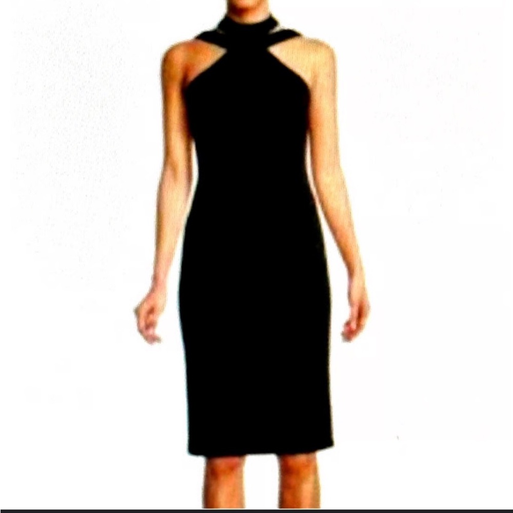 bebe Halter Neck Bodycon Midi Dress